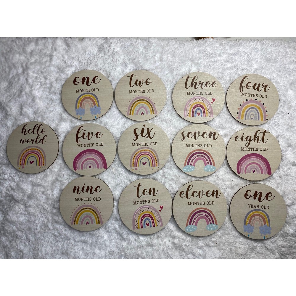 Rainbow Milestone Discs, Baby Age Milestone Marker Keepsake & Photo Boho…
